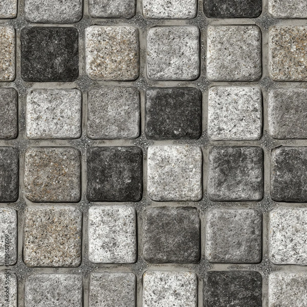 Fototapeta eamless Grey Granite Cobblestone Pavement Texture Background