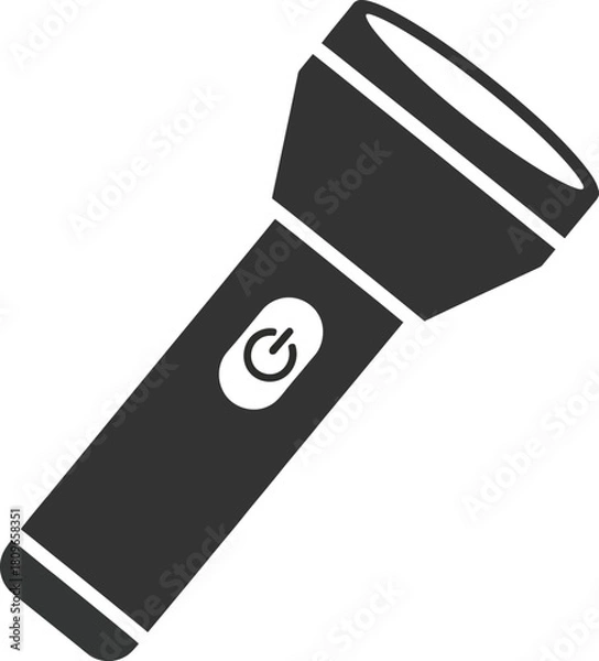 Fototapeta Illustration of dark gray flashlight with a power button