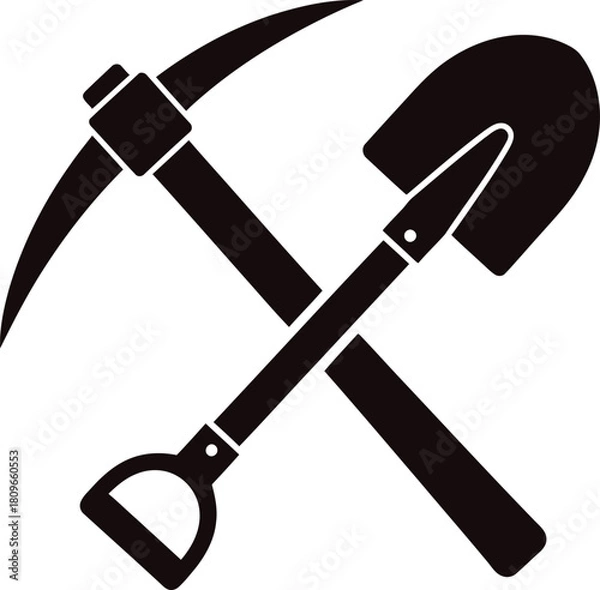 Fototapeta Illustration of illustration of a pickaxe and shovel crossed