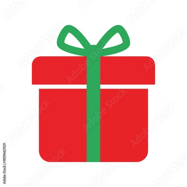 Obraz Red gift box ribbon bow celebration surprise present icon vector illustration holiday surprise isolated on white background