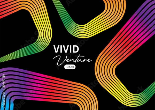 Fototapeta Vibrant Gradient Line Poster with Modern Abstract Flowing Geometric Shapes