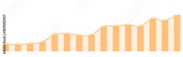 Fototapeta Abstract Orange Growth Chart with White Line and Circles on Transparent Background