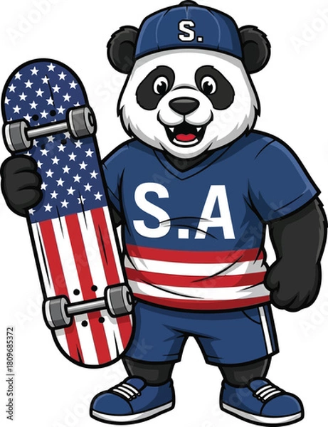 Fototapeta teddy bear with american flag