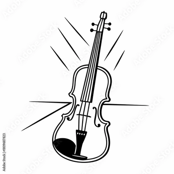 Obraz Stylized violin illustration with sound waves