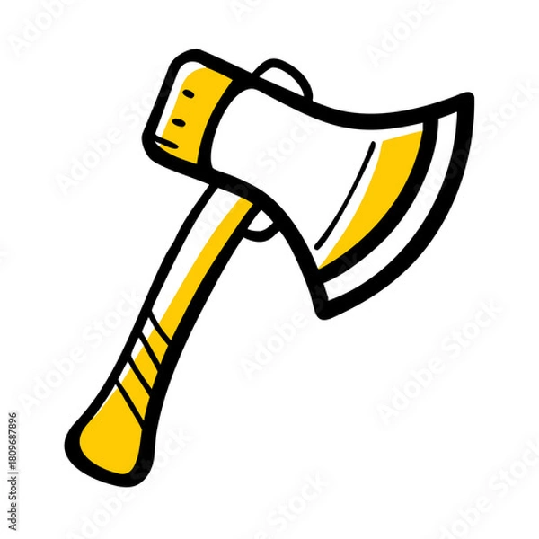 Obraz Stylized yellow axe icon on black background
