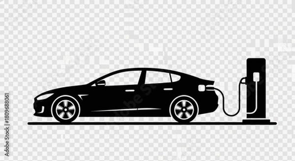 Obraz Sleek electric car charging at modern station, promoting sustainability and eco-friendly transportation for a greener future, innovative technology