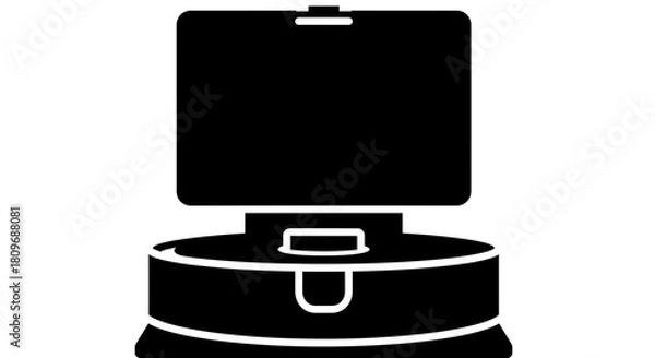 Obraz Modern cleaning convenience featuring a robotic vacuum in sleek black silhouette, offering smart home automation for effortless floor maintenance