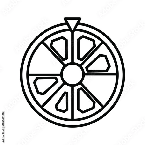 Fototapeta Illustration of a wheel of fortune with eight sections, a simple and clean design isolated on