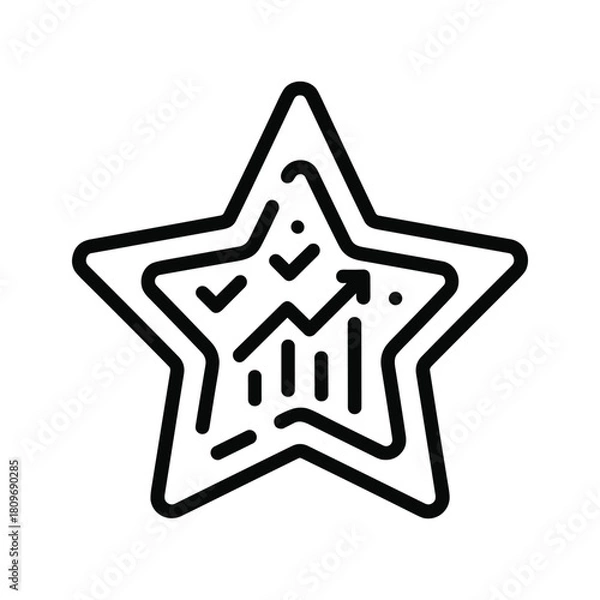 Fototapeta Star shape with business chart and check marks inside isolated on