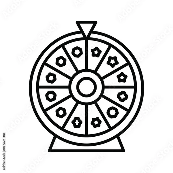 Fototapeta Wheel of fortune with stars and circles isolated on concept of luck and chance game