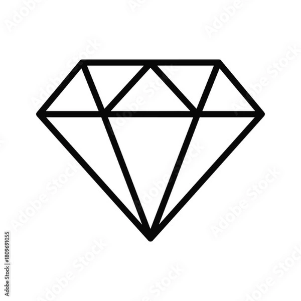 Fototapeta Diamond icon isolated on vector illustration of a precious gem in outline style