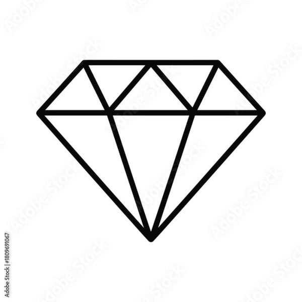 Fototapeta Diamond icon isolated on vector illustration of a precious gem in outline style