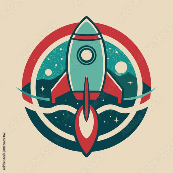 Fototapeta space rocket vector illustration