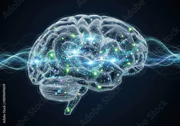 Fototapeta Explore the power of the mind with this dynamic brain illustration