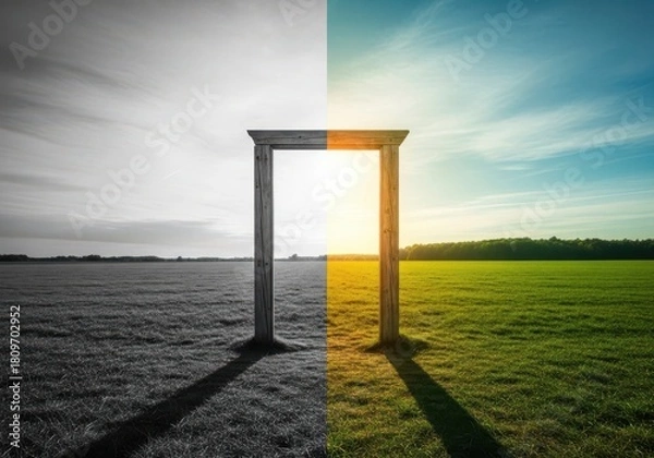 Fototapeta Find hope and new beginnings with this door to vibrant opportunity