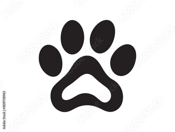 Fototapeta Clean Bold Black Paw Print 2D Vector