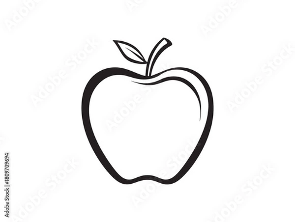 Fototapeta Clean Minimalist Bite Apple Icon 2D Vector Art
