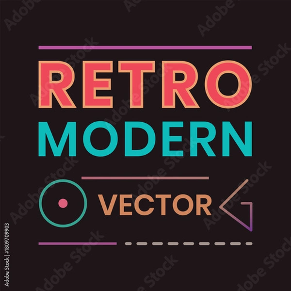 Fototapeta Retro Modern Neon Style Badge  Vintage Typography Label Vector