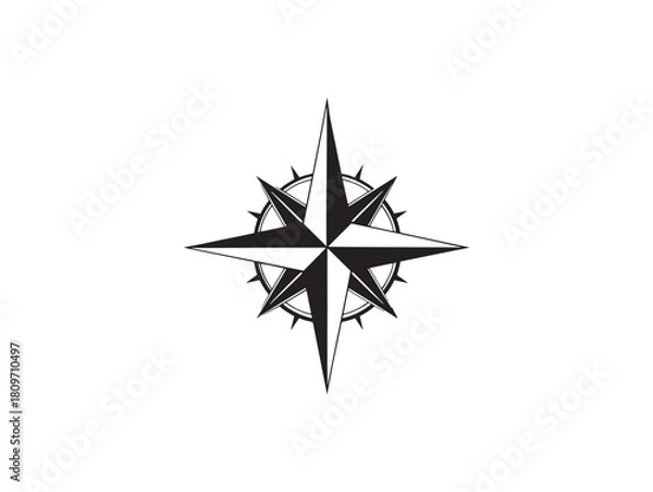 Fototapeta Compass icon 2D vector line art concept