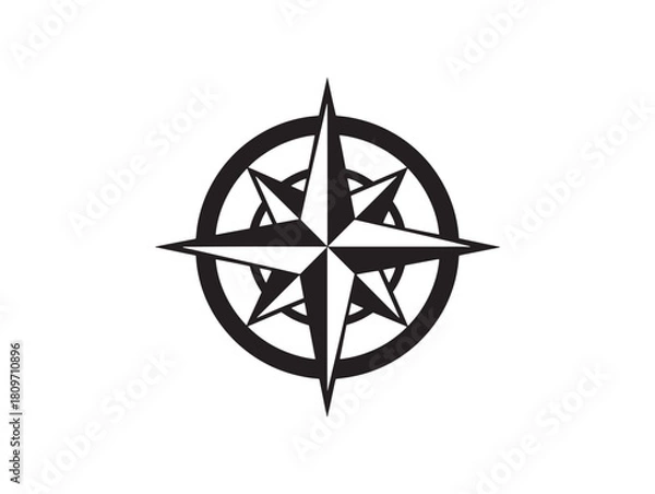 Fototapeta Compass icon 2D vector line art graphic
