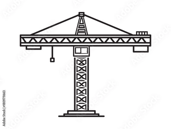Fototapeta Construction Crane Icon 2D Vector Simple Building