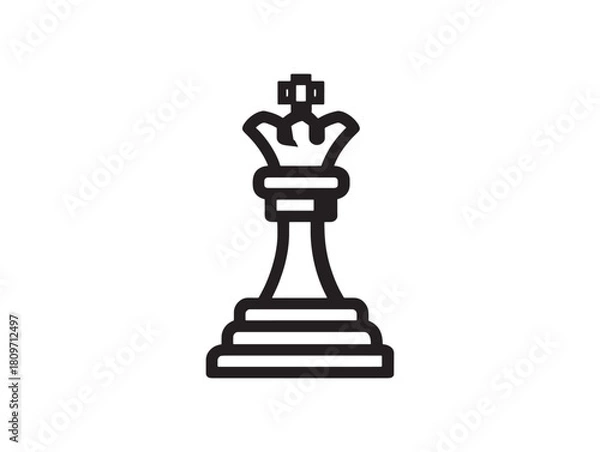 Fototapeta Elegant Chess King Piece Icon Line Art Illustration