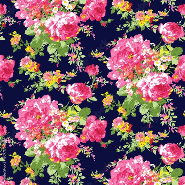 Fototapeta Classic Popular Flower Seamless pattern background - For easy making seamless pattern use it for filling any contours