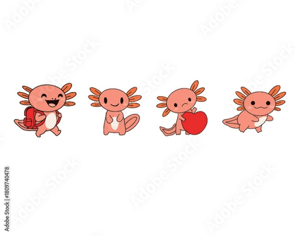 Obraz Cute axolotl characters