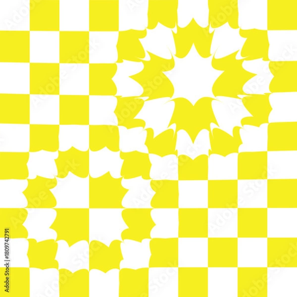 Obraz Yellow and white checkered seamless pattern.
