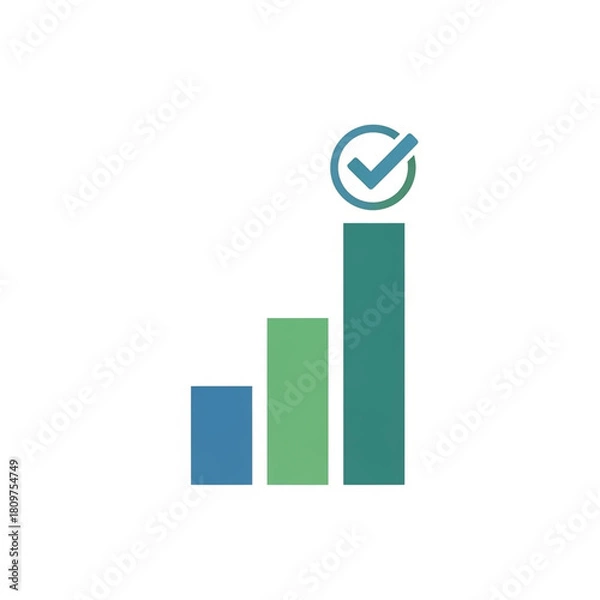 Fototapeta 2D Bar chart with checkmark icon