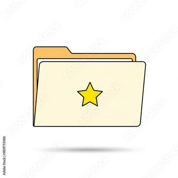Fototapeta 2D Folder with star icon