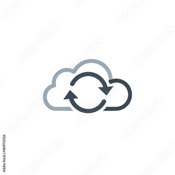 Fototapeta 2D Cloud with refresh arrows icon