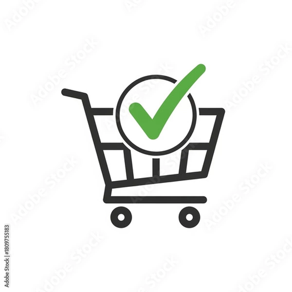 Fototapeta 2D Shopping cart with checkmark icon