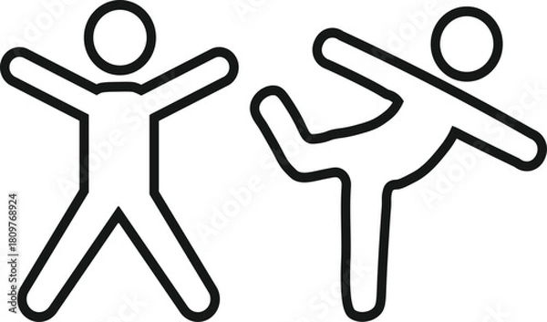 Obraz Two simple stick figures are shown playfully dancing and expressing joy in motion