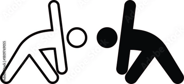 Obraz A simple black and white illustration depicting two stick figures interacting