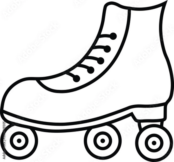 Obraz Simple black and white line drawing of a single retro roller skate