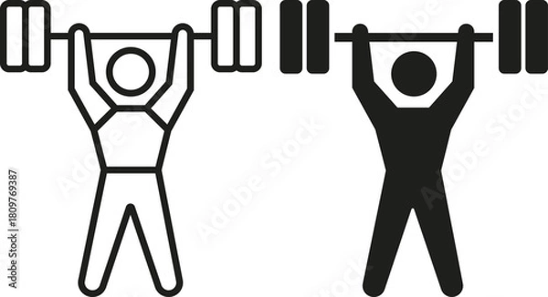 Obraz A stark depiction of weightlifting two figures performing an overhead press exercise