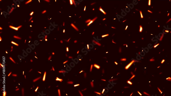 Obraz Floating embers sparks black background. Opacity or screen mode usage for overlay image