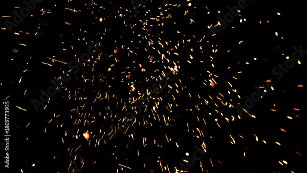 Obraz Floating embers sparks black background. Opacity or screen mode usage for overlay image