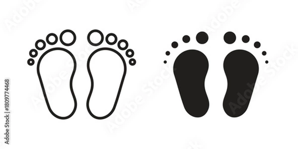 Fototapeta Footprint icon in minimal flat, stroke style. suitable for graphic designs