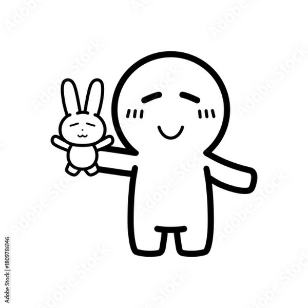 Obraz ぬいぐるみを持っている人物　イラスト