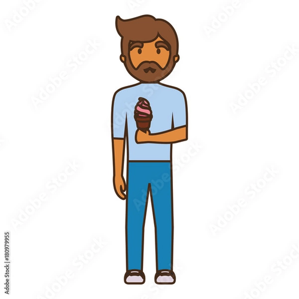 Fototapeta cartoon man with ice cream icon over white background colorful design vector illustration