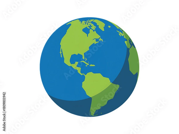 Obraz Stylized illustration of planet earth showing north and south america on a transparent background isolated on transparent background