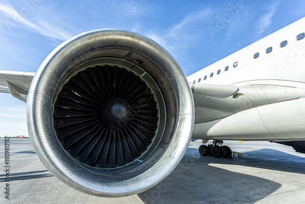 Obraz Close-up of engine of big passenger airliner