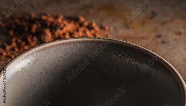 Obraz Ceramic Cup with Cocoa Powder Showing Matte Glaze Texture Close Up