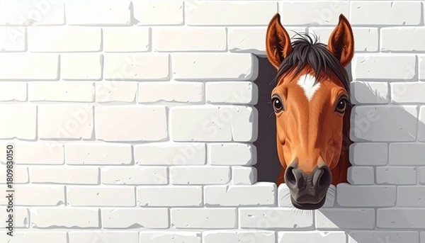 Fototapeta 壁と馬