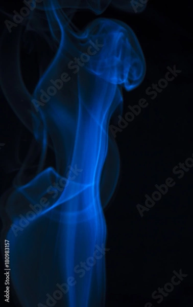 Obraz Blue smoke on black background