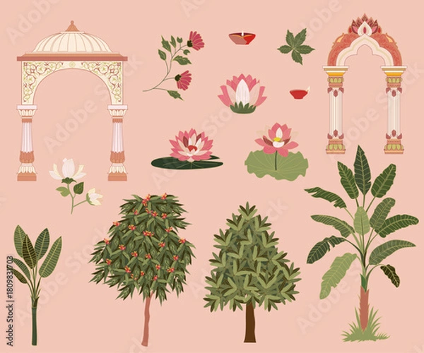 Obraz pichwai isolated elements set of pichwai elements 