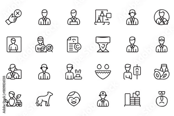 Obraz Corporate ethics and compliance line icons set for business governance and professional responsibility
