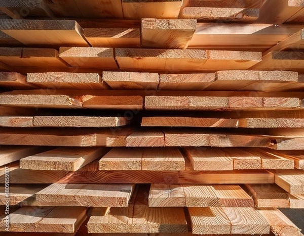 Obraz stacked light wood beams